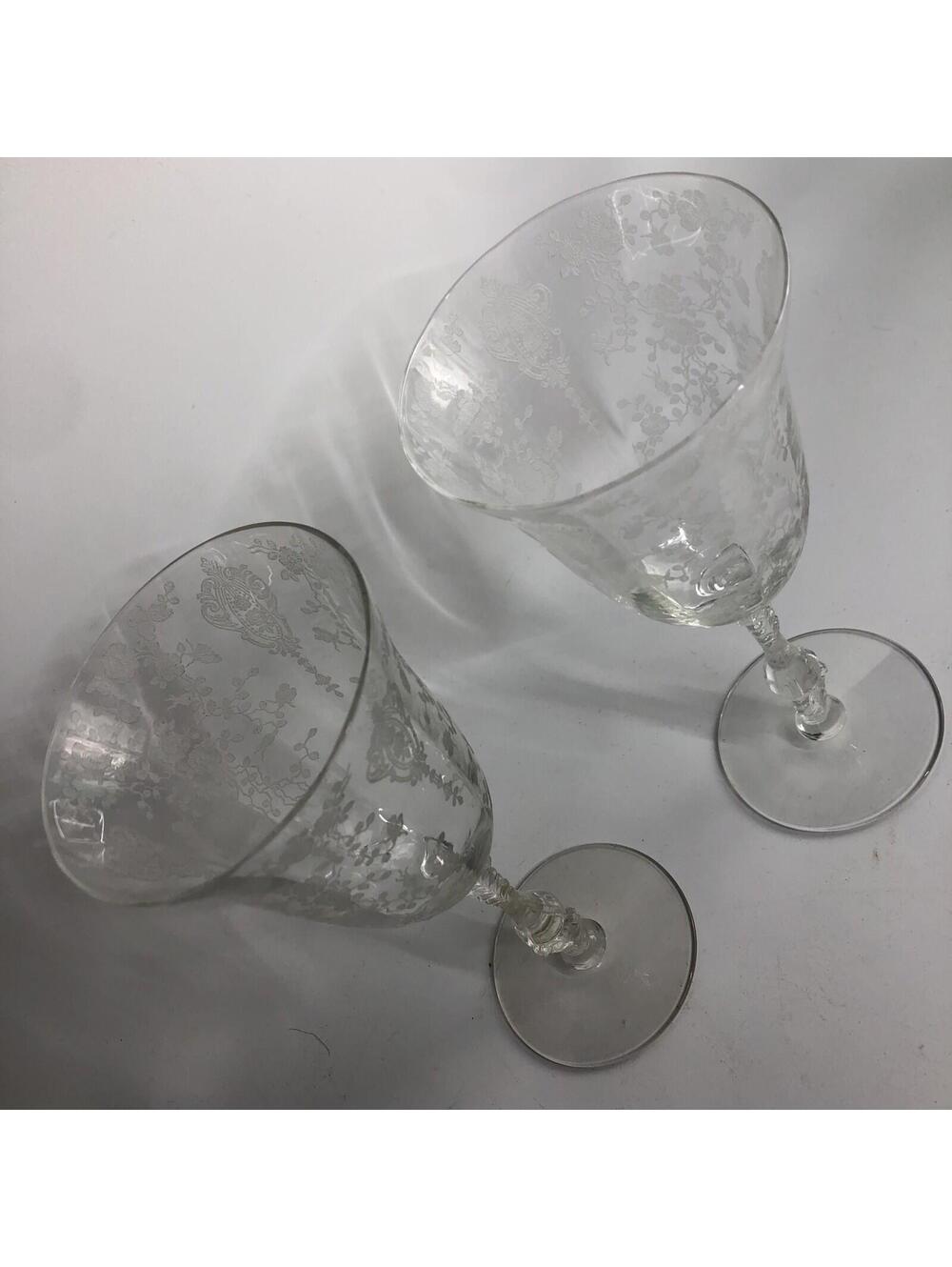 Cambridge Rose Point Water Goblets - Pair